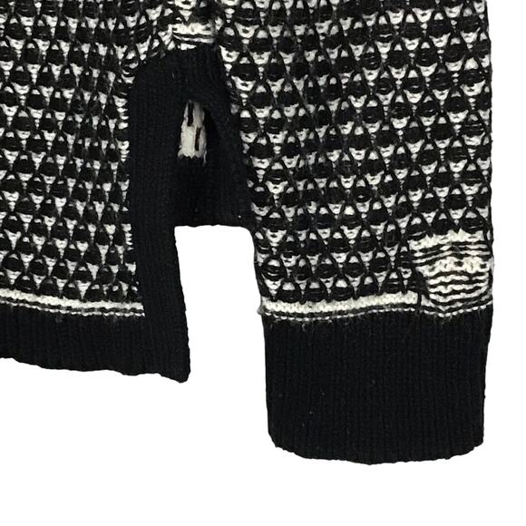 Madewell Fineprint Pullover Crewneck Sweater Black White Vent Sweater sz S - Picture 11 of 13